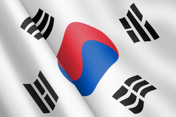 Südkorea schwenkt Flagge 3d Illustration Windwellen — Stockfoto