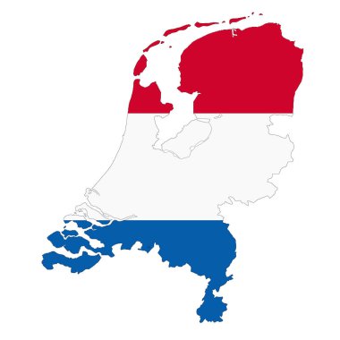 Hollanda haritası beyaz arkaplanda kırpma yolu ile