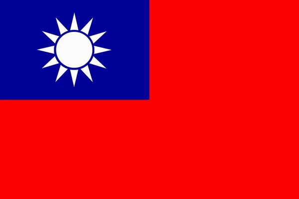 台湾国旗背景图为蓝天白日全红地球 — 图库照片