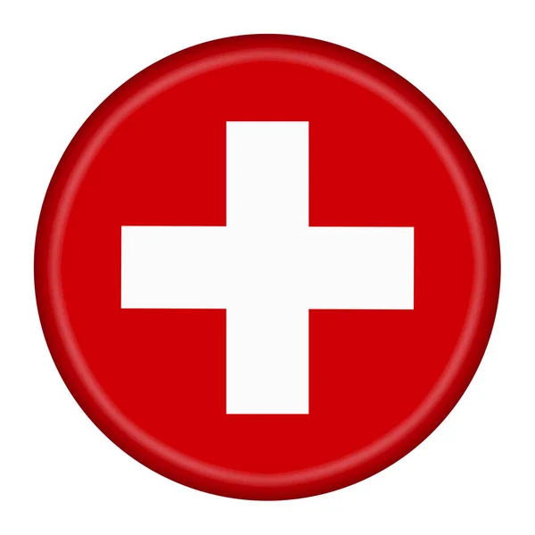 Suiza botón de la bandera 3d ilustración con ruta de recorte —  Fotos de Stock