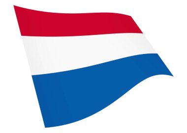 Hollanda 'nın dalgalanan bayrağı beyaz üzerine izole edilmiş, kırpma yolu 3d illüstrasyon