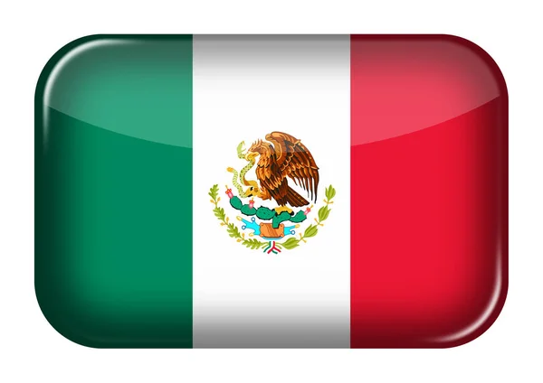 Μεξικό web εικονίδιο ορθογώνιο κουμπί με περικοπή διαδρομή 3d εικονογράφηση — Φωτογραφία Αρχείου