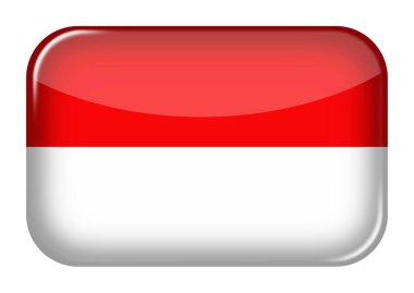 Endonezya web simgesi dikdörtgen düğmesi kırpma yolu 3d illüstrasyon