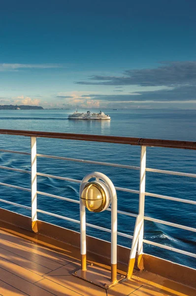 Vancouver, Canada - September 12, 2018: BC Ferry viewed from cruise ship deck. — Stock Photo, Image