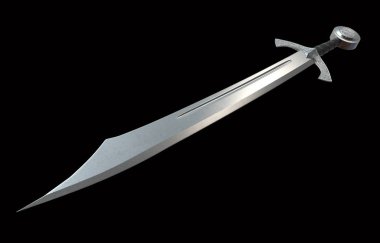 Siyah arka plan üzerinde 3d illüstrasyon izole ortaçağ kılıç