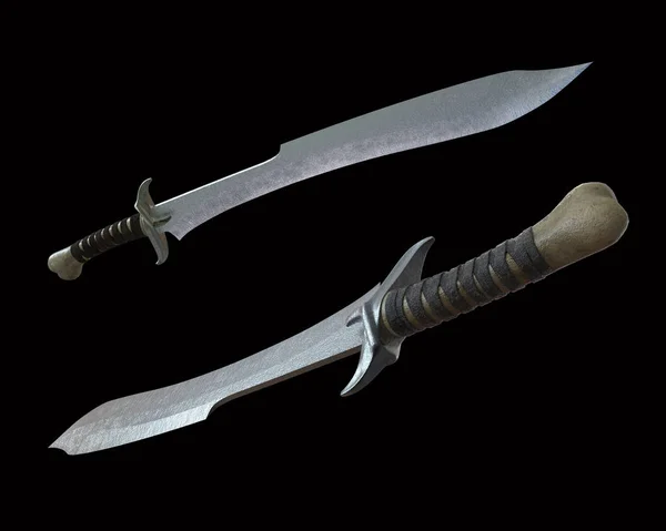 Illustration Medieval Swords Isolated Black Background — Stock Photo, Image