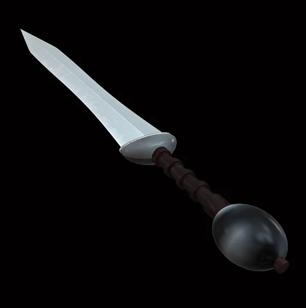 A középkori kard elszigetelt fekete háttér, 3D-s illusztráció — Stock Fotó