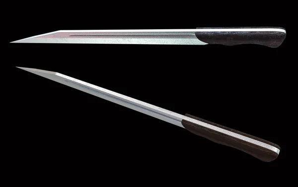 Las espadas medievales aisladas sobre fondo negro 3d ilustración — Foto de Stock