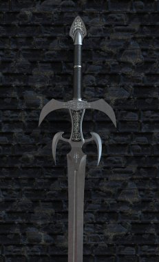 3D illüstrasyon izole olmayan arka plan. Ortaçağ silahlar.