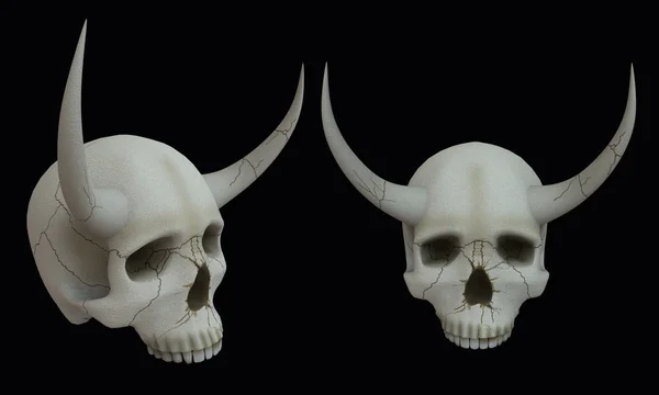 Skull with horns. 3d illustration on isolated background — Stock Photo, Image