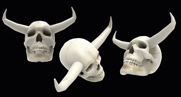 Skull with horns. 3d illustration on isolated background — Stock Photo, Image