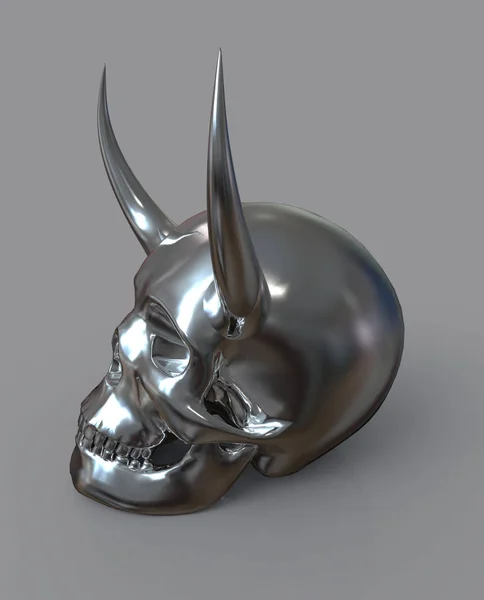 Crânio Com Horns Ilustração Fundo Isolado — Fotografia de Stock