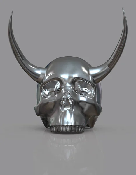 Crânio Com Horns Ilustração Fundo Isolado — Fotografia de Stock