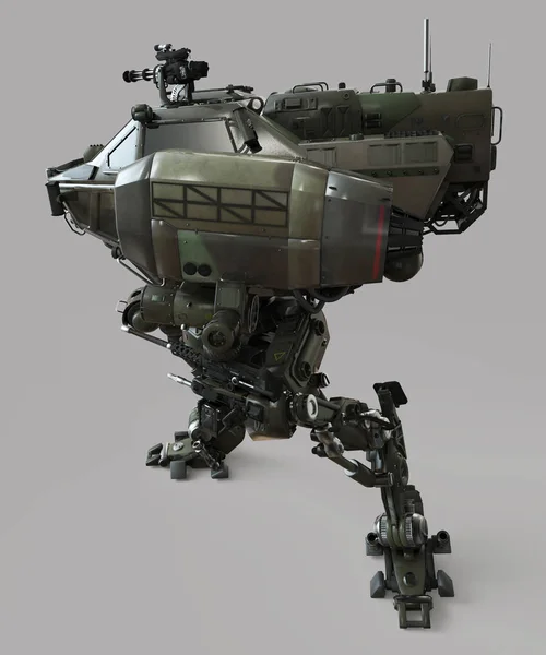 Robot militaire. Illustration 3D isolée sur fond gris . — Photo