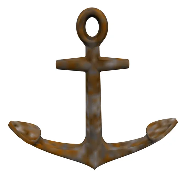 Old anchor.3d illustration. Isolated on the white background — Stock Photo, Image