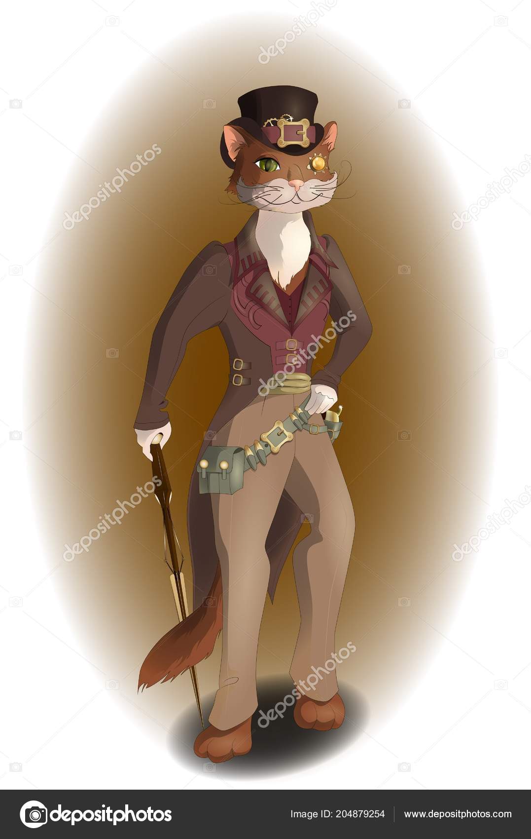 orange top hat and cane