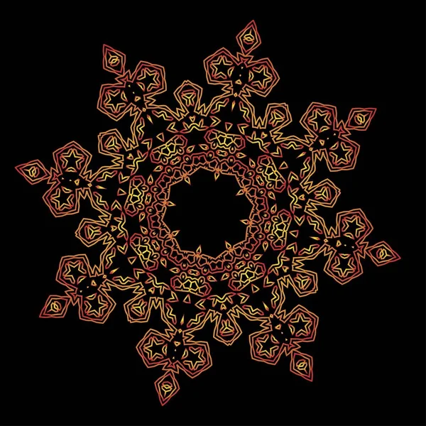 Irisé Flocon Neige Octogone Sur Fond Noir — Image vectorielle