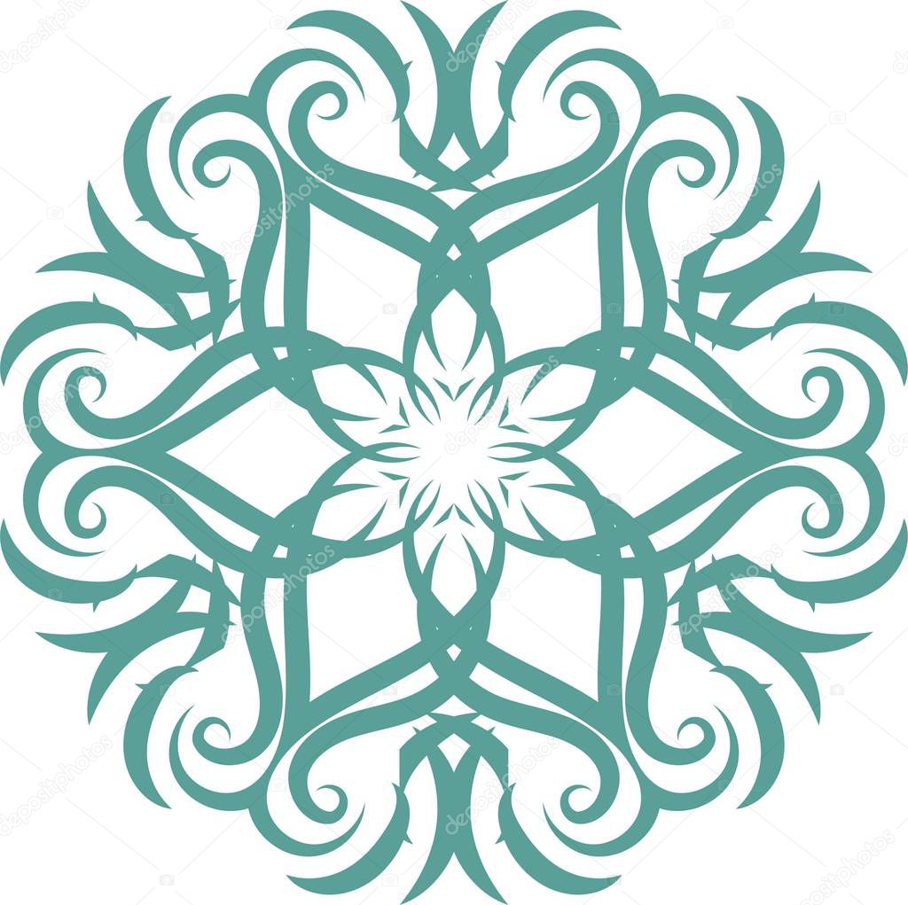 Turquoise ornament isolated on a transparent background. Vector.