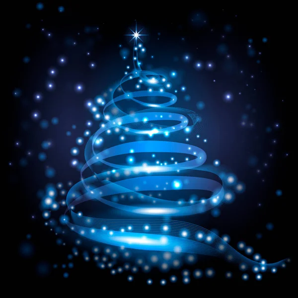 Árvore Natal Brilhante Cercada Por Luzes Brilhantes Faíscas Desenho Sobre — Vetor de Stock