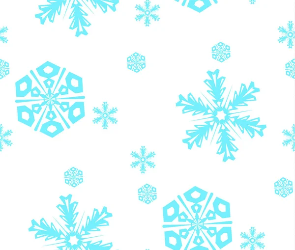 Seamless Pattern Blue Snowflakes Different Size Transparent Background — Stock Vector