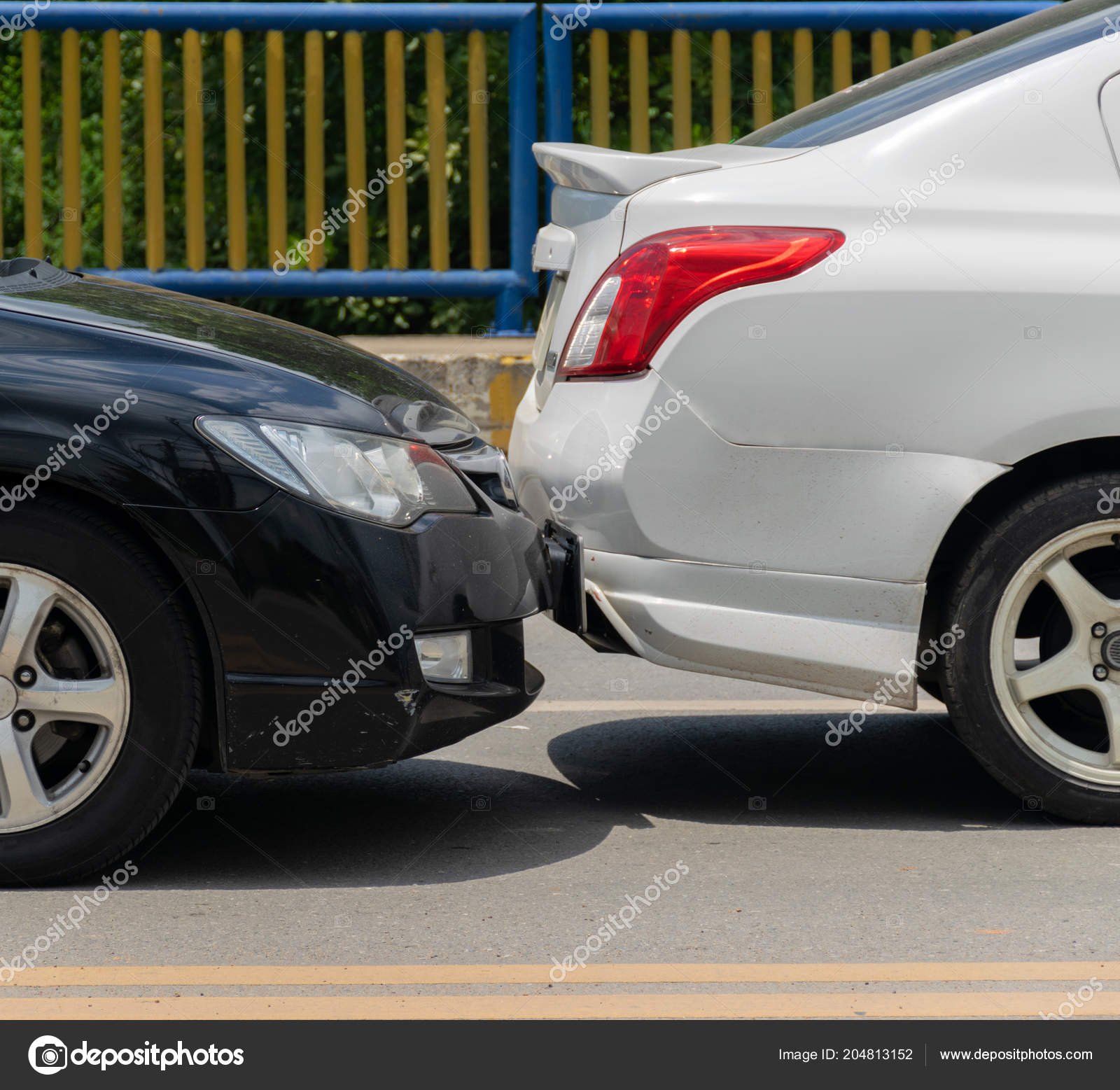 Car Crash Car Accident Road Wait Insurance Stock Photo