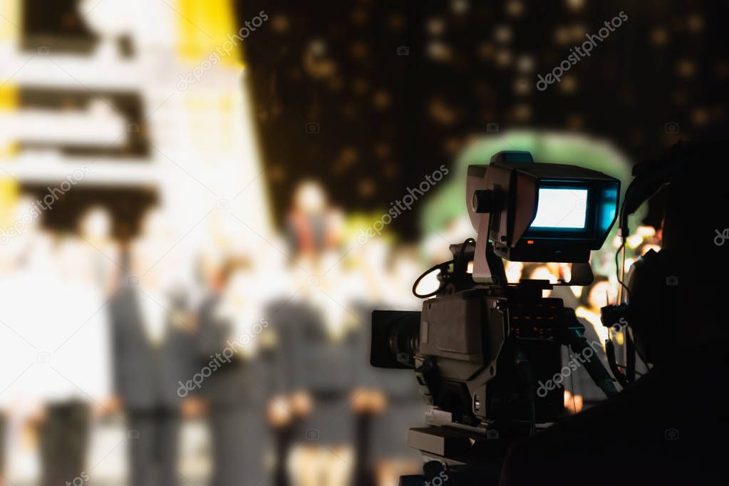 Video recording camera In the a studio background blur