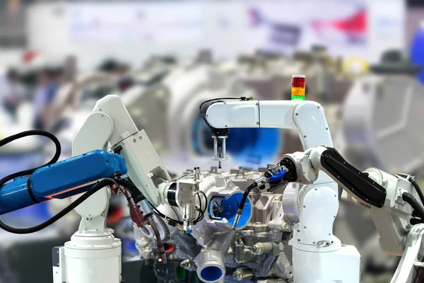 Robotarm Motor Productie Industriële Van Dingen Technologie Met Behulp Van — Stockfoto