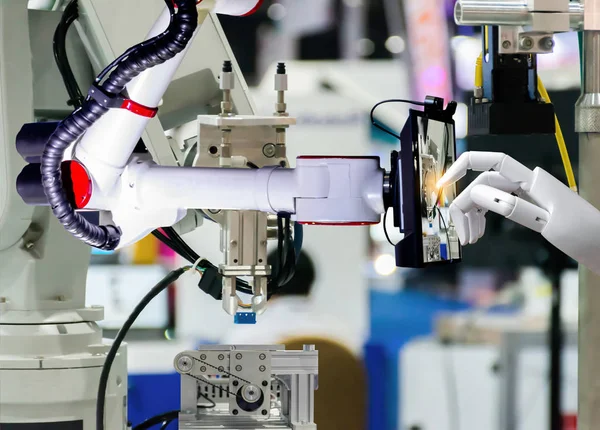 Robótica Artificial Automatizada Fabricación Inteligente Robot Pantalla Táctil Tableta Inalámbrica —  Fotos de Stock