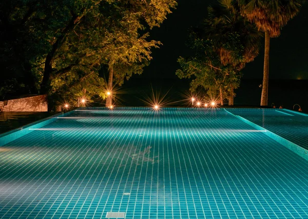Swimming Pool Blue Night Have Light — Stock Photo, Image