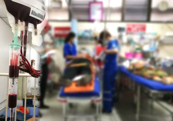 Accident and emergency and blood supply patients in emergency room,blur