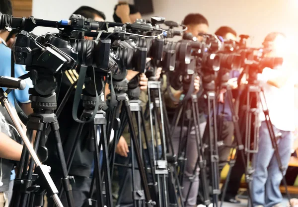 Câmera Vídeo Gravação Jornalista — Fotografia de Stock