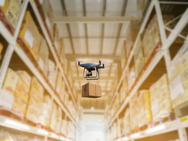 Opslagsysteem Voor Industriële Opslagproducten Door Drone Onbemande Vliegtuigen — Stockfoto