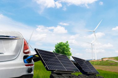 Ev Araba veya elektrik güç araba ve elektrik üretimi için güneş pilleri