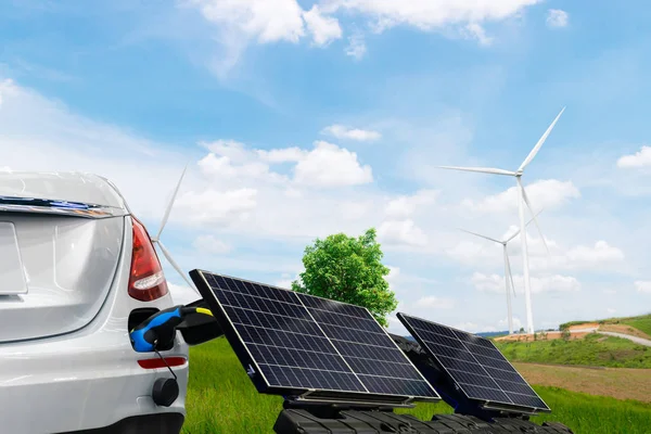 Carro Carro Energia Elétrica Células Solares Para Geração Eletricidade — Fotografia de Stock