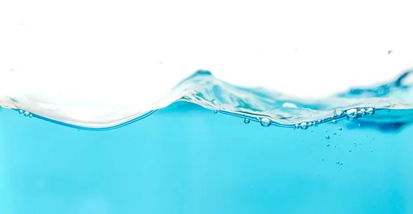 Wasserspritzer Mit Luftblasen Blauer Wasserwelle Erfrischend Abstrakter Hintergrund — Stockfoto