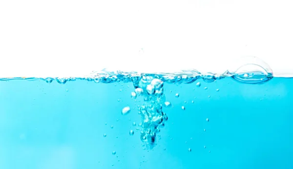 Wasserspritzer Mit Luftblasen Blauer Wasserwelle Erfrischend Abstrakter Hintergrund — Stockfoto