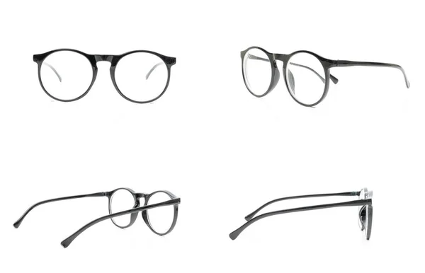 Koleksiyon Gözlükleri Beyaz Arkaplanda Siyah — Stok fotoğraf