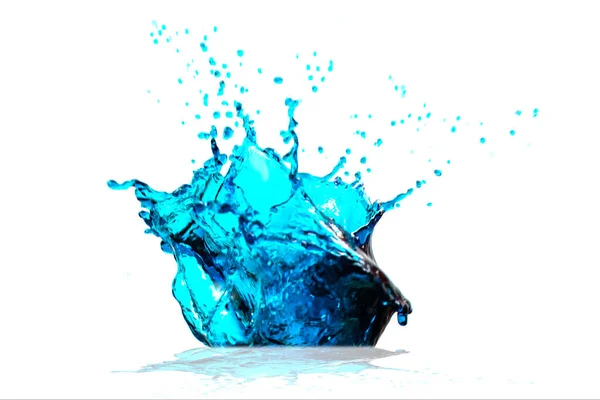 Vatten Blå Stänk Vit Bakgrund — Stockfoto