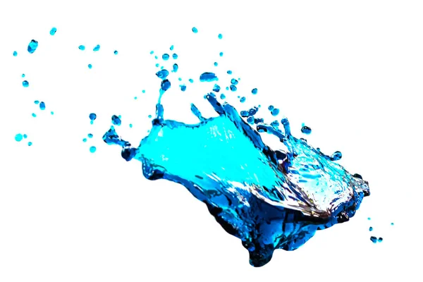 Agua Salpicadura Azul Sobre Fondo Blanco — Foto de Stock