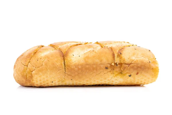 Tasty Bread Garlic Cheese Herbs White Background — Stock Photo, Image