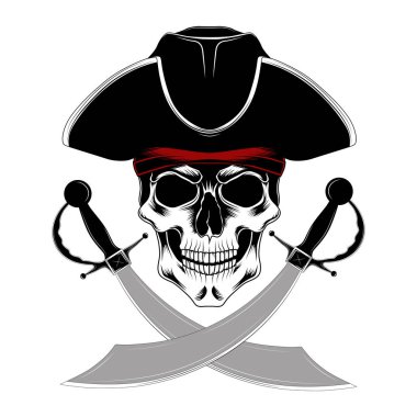 Kılıç ile kafatası korsan.