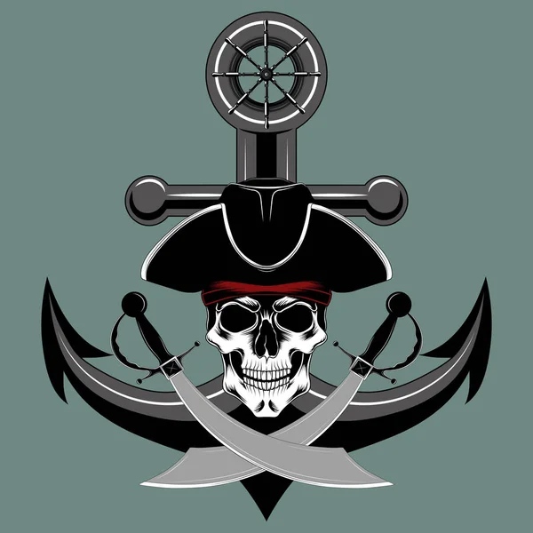Cráneo Pirata Con Ancla — Archivo Imágenes Vectoriales