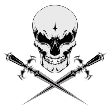 Hançer ile kafatası. Vektör görüntü.