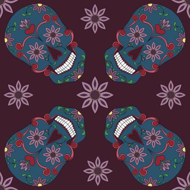 Sorunsuz doku Meksikalı bir kafatası. Vektör görüntü.