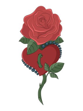 Vektör görüntü bir kalp ile bir kırmızı gül.