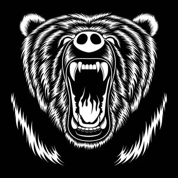 Medvěd Bílé Barvy Černém Pozadí Vektorový Obrázek — Stockový vektor