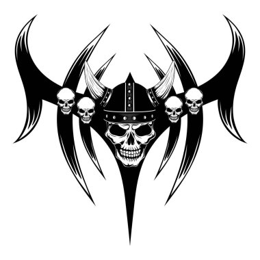   Kafatasında bir Viking kask bir desen arka planı.