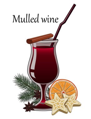 Turuncu, bisküvi, tarçın ile mulled şarap.