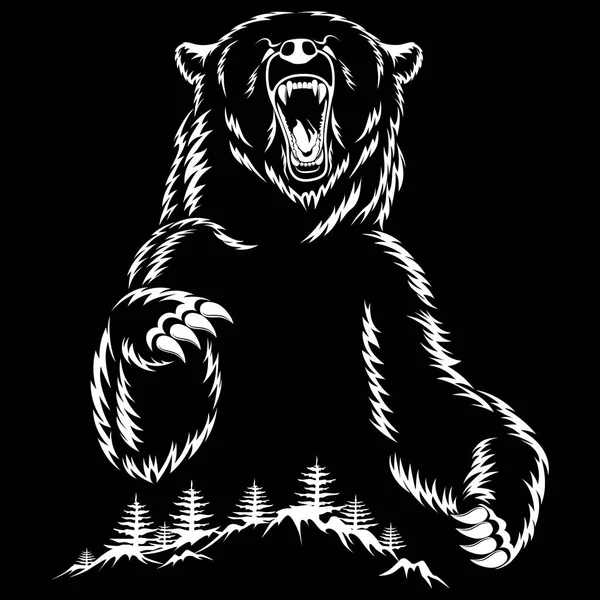 Vektorbild Eines Bösen Bären Auf Schwarzem Hintergrund — Stockvektor