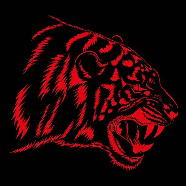 Roter Tiger Auf Schwarzem Hintergrund Vektorbild — Stockvektor